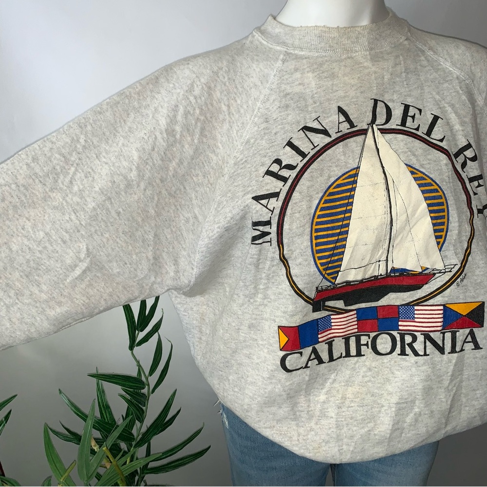 Vintage California Marina Del Rey Nautical Sailing Sweatshirt - Picture 9 of 13
